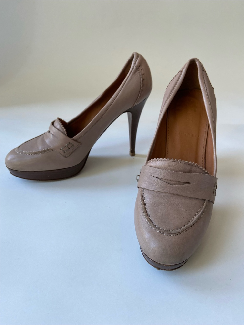 Taupe Leather J. Crew Platform Loafer Pumps - Women